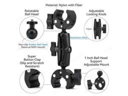 Lurelia Suporte De Guiador Para Bicicleta E Motociclo, Para Câmara De Ação, Rotação 360°, Rosca 1/4", Em Liga De Alumínio