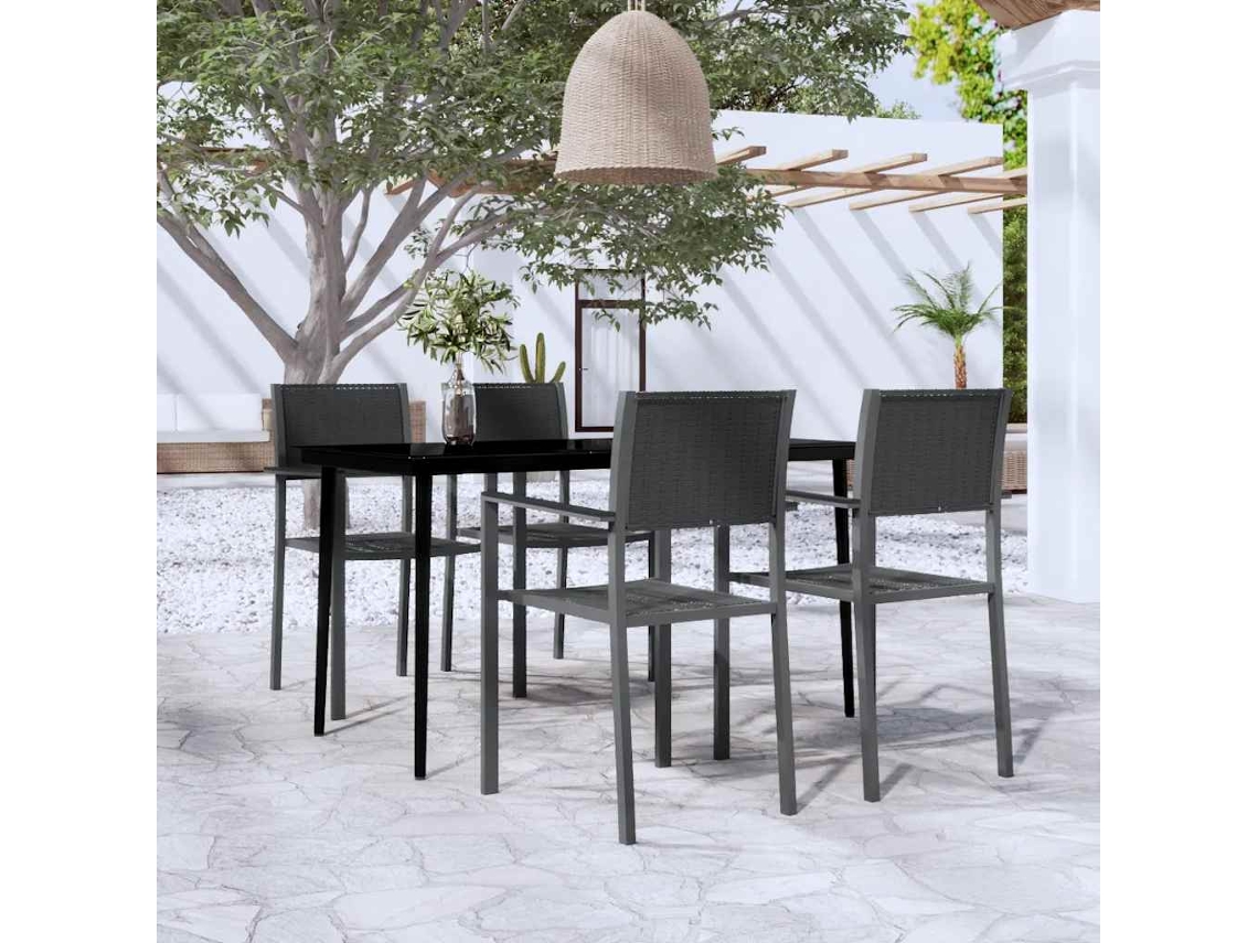 Vidaxl 5 Pcs Conjunto De Jantar Para Jardim Preto