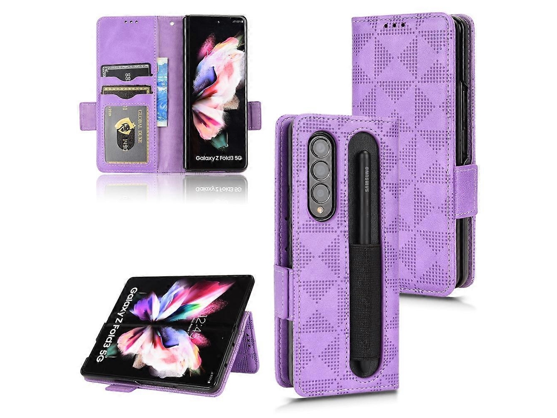 Capa De Couro Com Triângulo Simétrico Para Samsung Galaxy Z Fold4