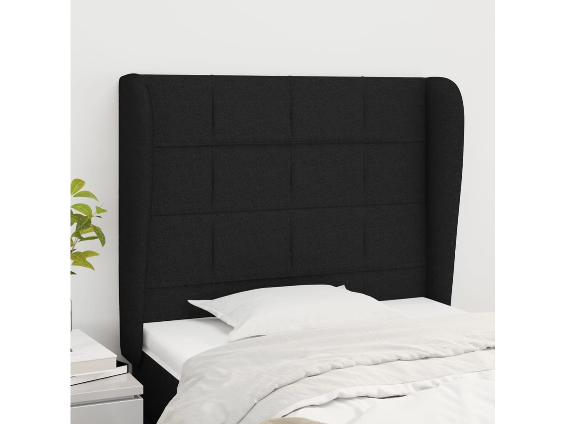 Cabeceira De Cama | Painel De Cama C/ Abas Tecido 83x23x118/128 Cm Preto