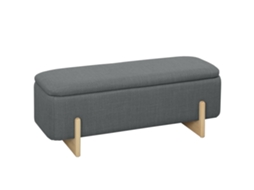 Banqueta com Espaço de Armazenamento PONTOCASA, Estofada, Espuma, Cinza Escuro, 111x44x44,5cm