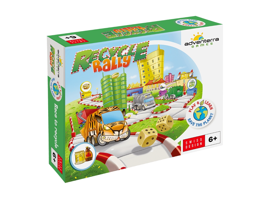 Jogo De Tabuleiro Educativo Recycle Rally Da Adventerra Games Para Crianças.