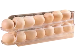 Organizador De Ovos Para Geladeira Com 2 Níveis, Bandeja Empilhável Para 14, Sistema Automático De Rodízios, Em Plástico Transparente