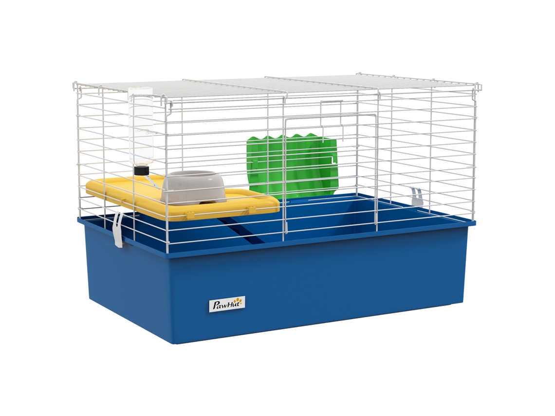 Gaiola/recinto Para Pequenos Animais, Ideal Para Coelhos, Chinchilas E Porquinhos-da-índia, Com Bandeja E Rampa, 71x46x47 Cm, Azul.