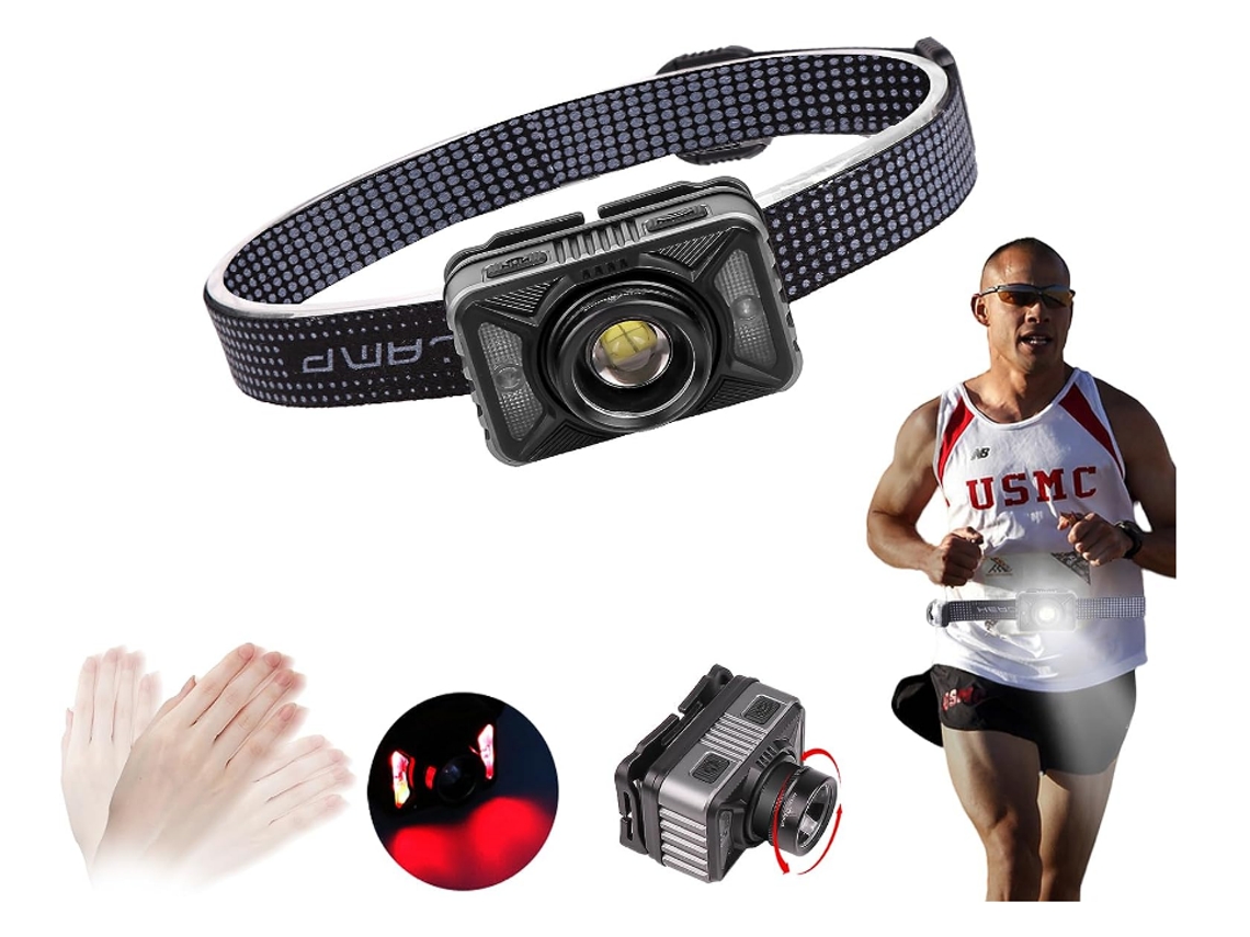 Lanterna Cabeça 4modos Zoom Sensor Ipx8 Corrida/acampamento/pesca Preta Yizhood