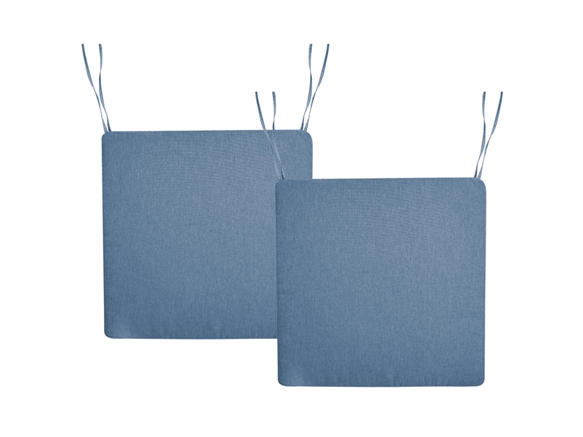Conjunto De 2 Cojines Para Silla De Jardín Beliani Sassari Premium De Poliéster Azul 46x46x5