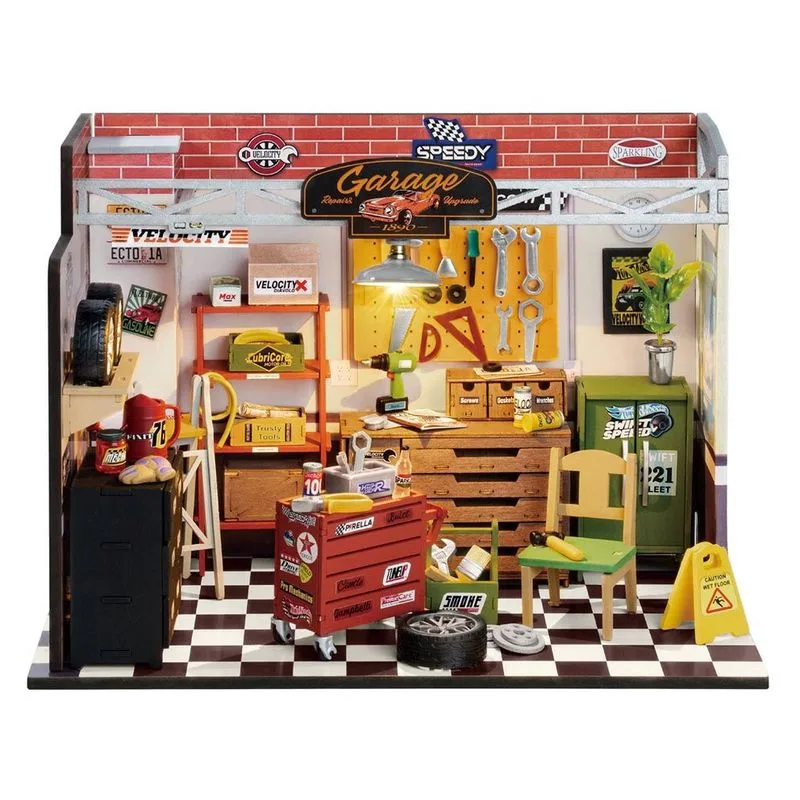 Oficina de garagem Robotime Rolife DG165 MADNESSTOYS Modelo 3D