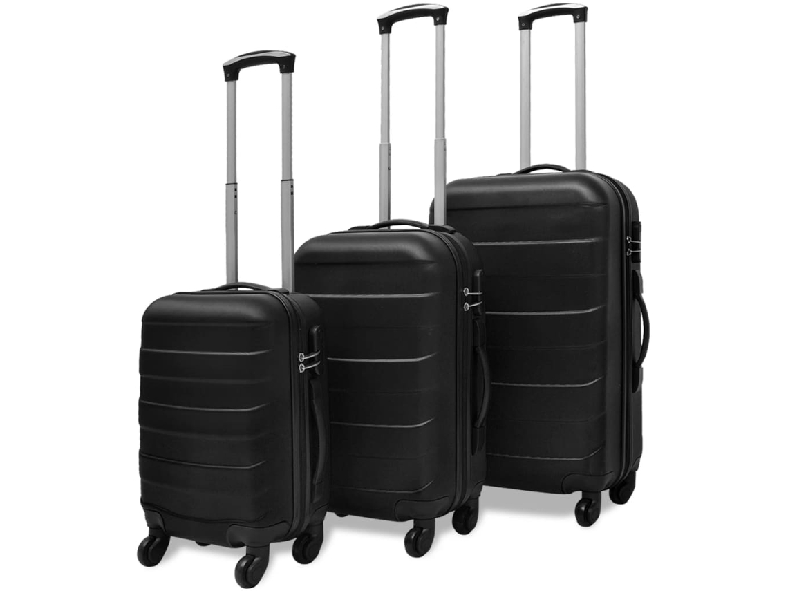 Conjunto de 3 Malas de Viagem VIDAXL Rígido Preto (45,5/55/66cm)