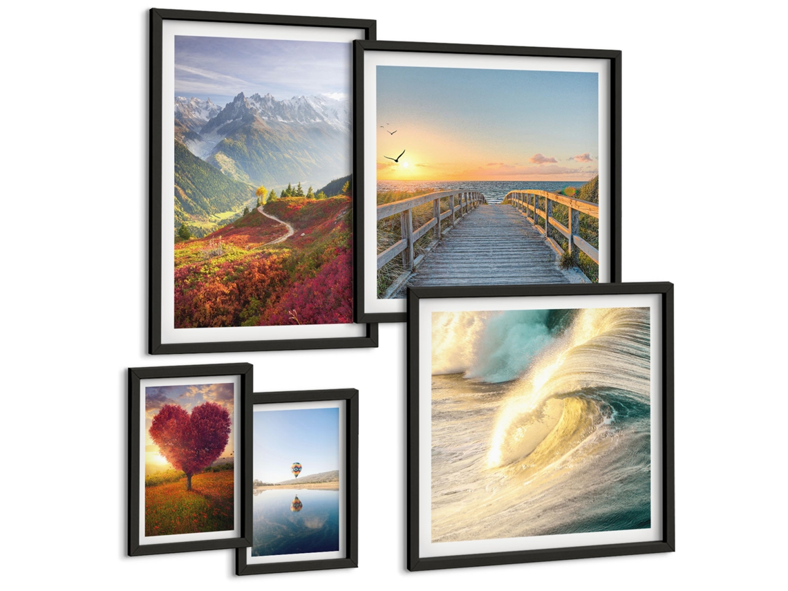 Composição De Quadros Na Parede Gargantas Do Deserto, Balão Moldura Preta Pinturas De Quarto Espelharte (conjunto De 5 Imagens)
