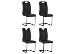 Vidaxl Cadeiras De Jantar Cantilever 4 Pcs Couro Artificial Preto