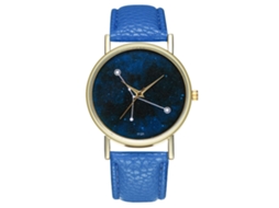 Relógio Zhoulianfa T121-a de quartzo com pulseira de couro azul para homens e mulheres, tendência jovem.