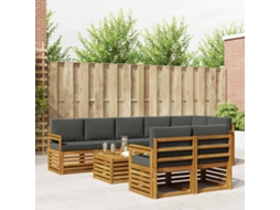 Vidaxl Conjunto De Sofás Para Exterior 9 Unid. Natural E Antracite