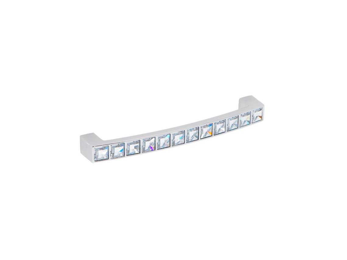 Puxador para Móveis em Zamac e Cristal Distância Entre Centros 128mm Cromado Polido Conjunto de 25 HARDWAREXCHANGE