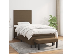 Vidaxl Cama Com Molas/colchão 90x190 Cm Tecido Castanho-escuro