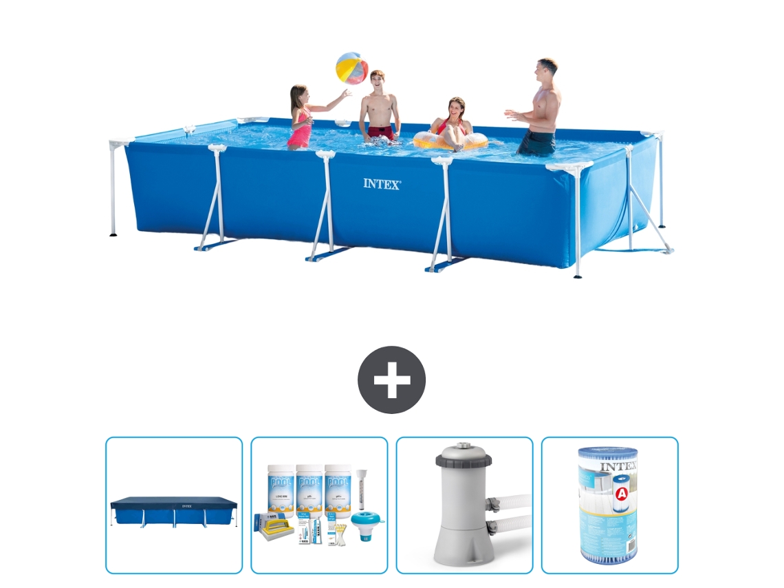 Intex Piscina Com Estrutura Retangular - 450x220x84 Cm - 5-peças S30242