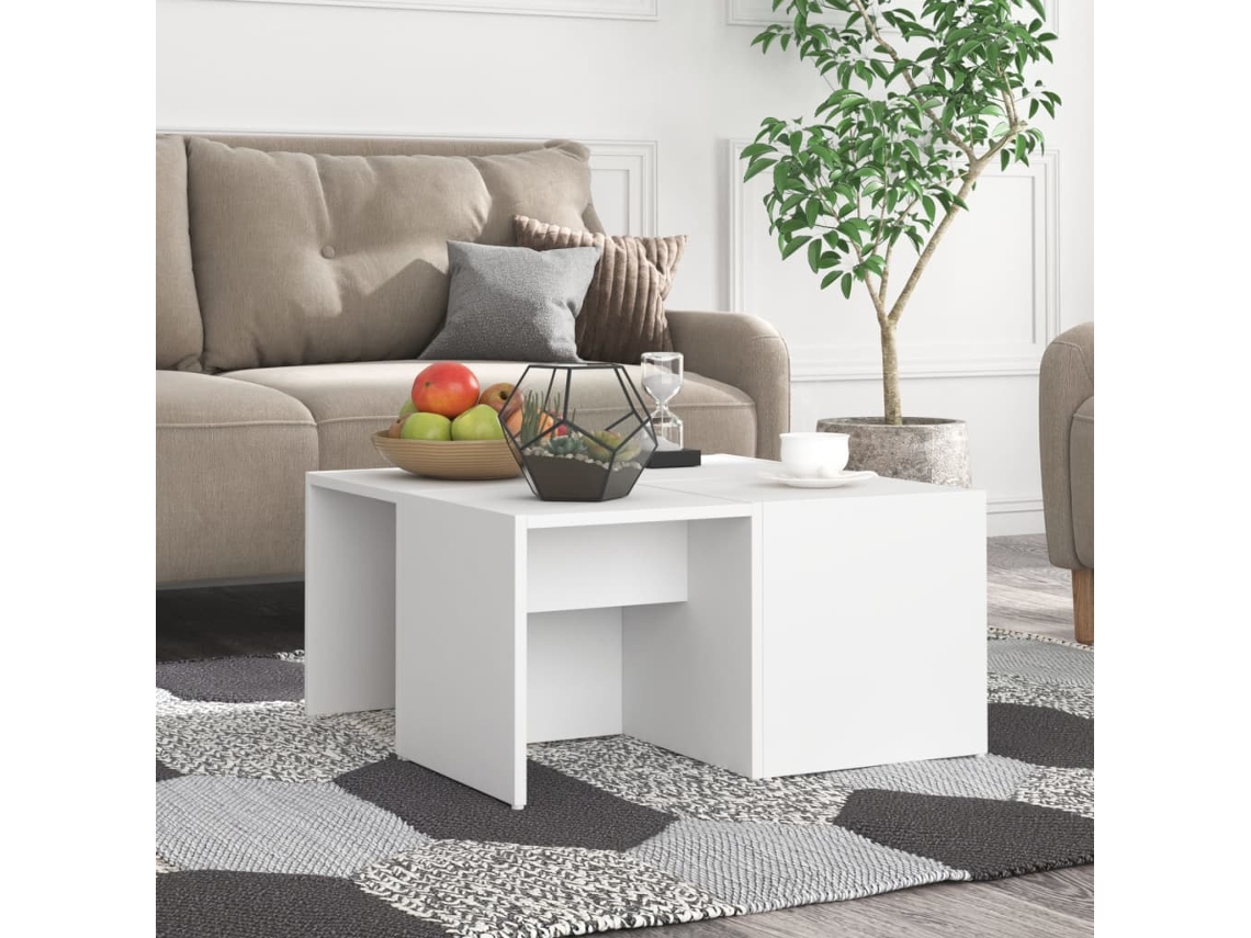 Vidaxl Mesas De Centro 4 Pcs 33x33x33 Cm Derivados De Madeira Branco