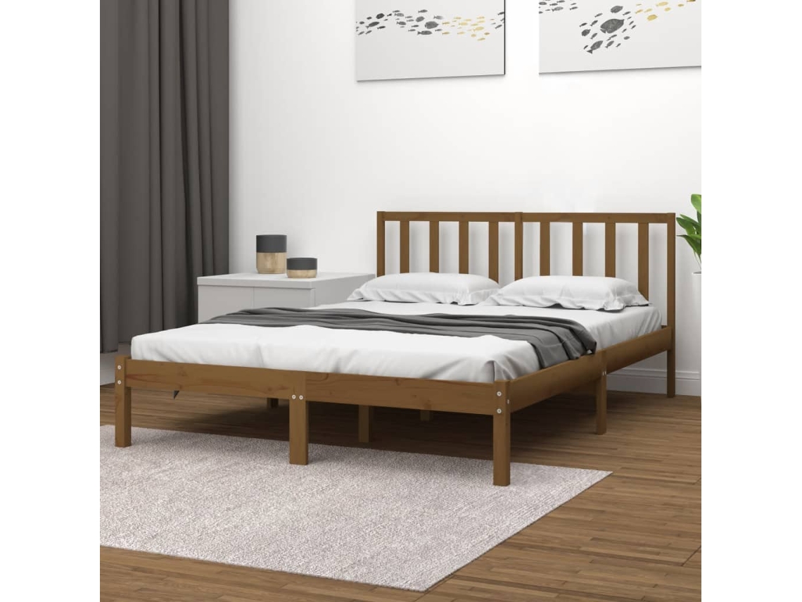 Vidaxl Estrutura De Cama 200x200 Cm Pinho Maciço Castanho Mel