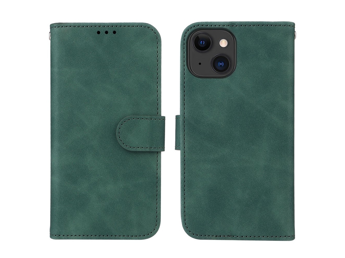 Capa Para Iphone 15 Plus Pele Sintética Verde