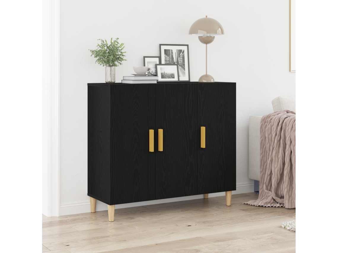 Aparador de roble negro 90x34x80 cm Madera de ingeniería