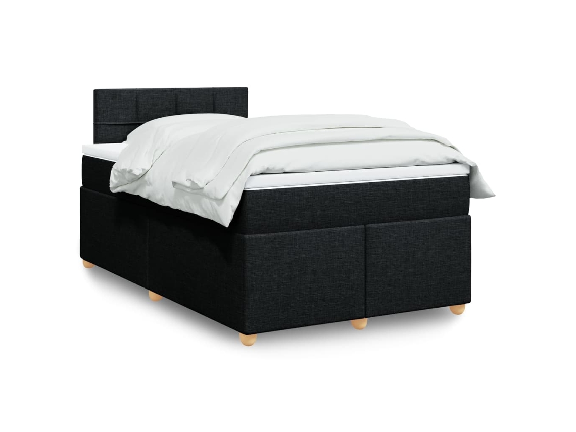 Vidaxl Cama Boxspring Com Colchão 120x190 Cm Tecido Preto