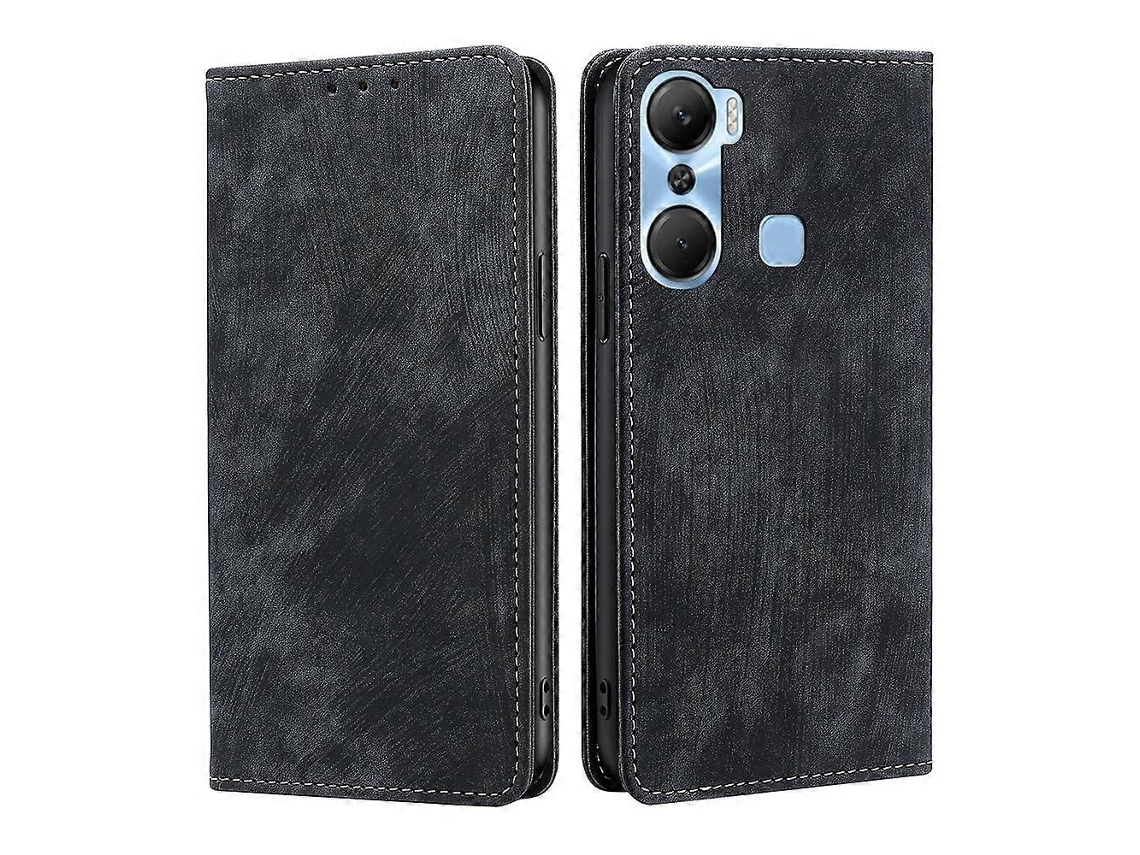 Capa De Celular Em Couro Escovado Magnético Anti-roubo Rfid Para Infinix Hot 12 Pro