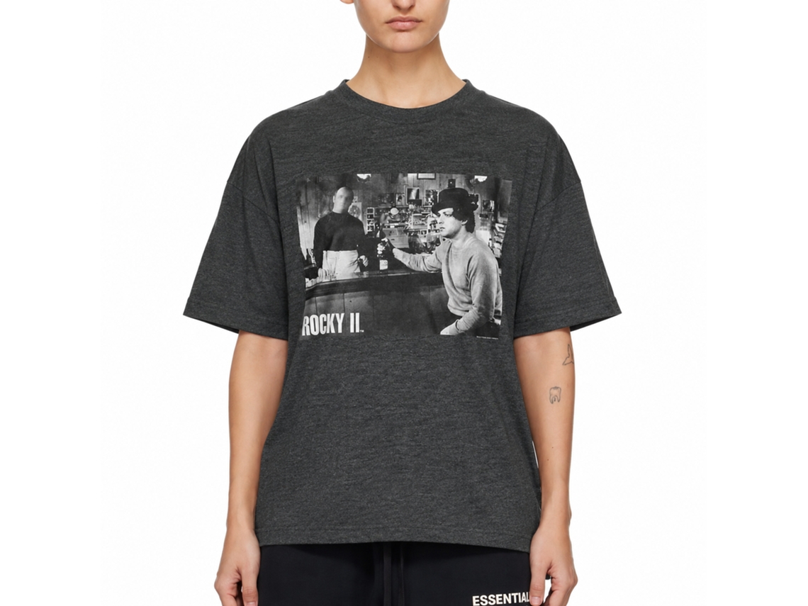 Rockinstone Rocky Movie Compsure Heather Black Adult T-shirt Size:l