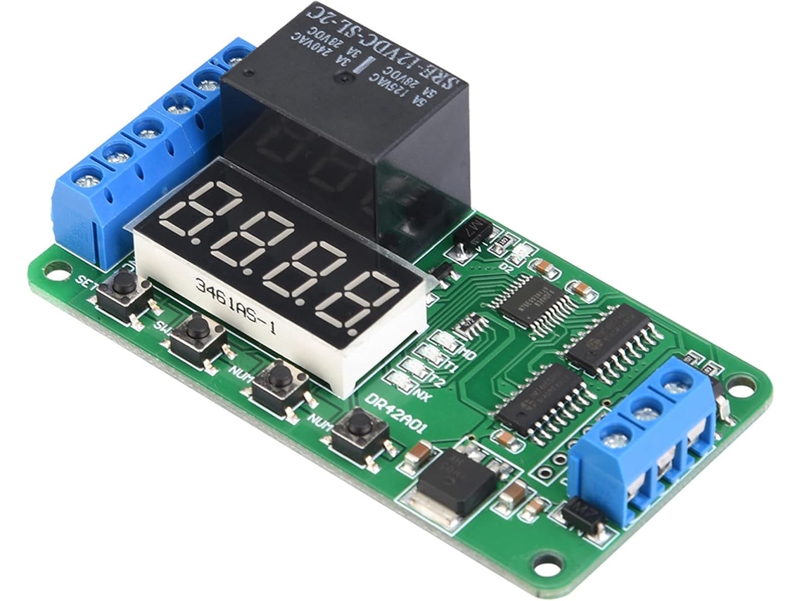 Relé Temporizador Dr42a01 12v De Canal Duplo Com 18 Funções Para
