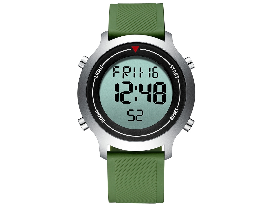 Relógio Digital Eletrônico Masculino Esportivo Pulseira de Silicone Resistente À Água (verde)