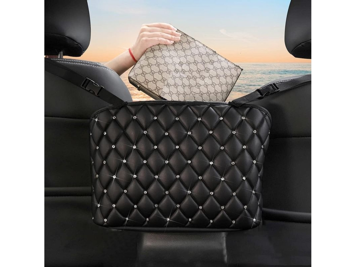 Porta Bolso Para Coche Entre Asientos Organizador De Asiento Con Diamantes Capacidad Grande Almacenaje