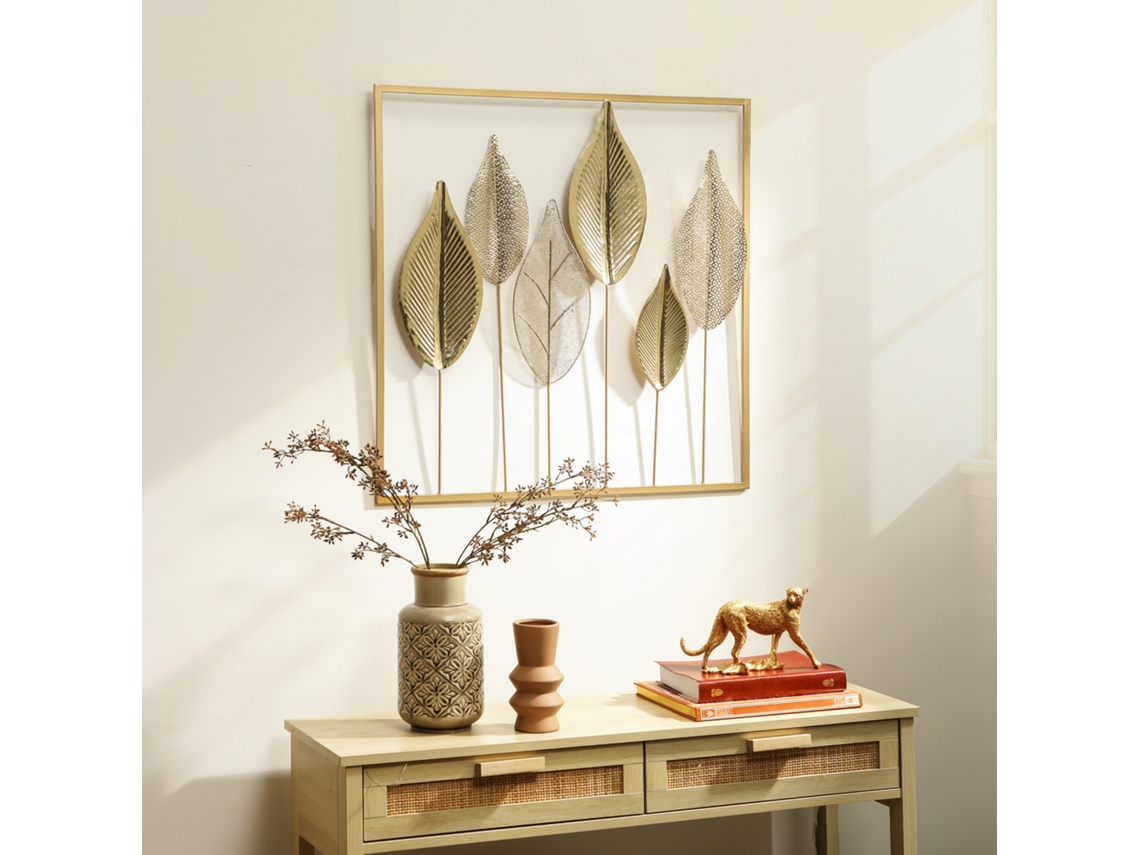 Moldura de Metal com Design de Folhas,decoração de Parede,estilo Moderno,cor Dourada BTFORUS