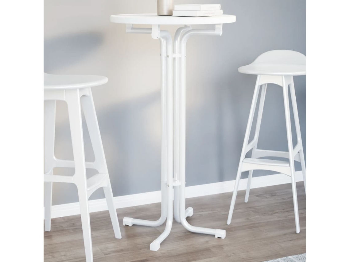 Vidaxl Mesa De Bar Ø60x110 Cm Derivados De Madeira E Aço Branco