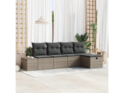 Vidaxl Conjunto De Sofá De Jardim 5 Unid. Cinzeto Vime Pe