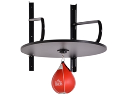 Pera De Boxe Com Suporte De Parede Com Plataforma Ajustável Em Altura Giratório E Insuflador 60x73x80 Cm Vermelho E Preto