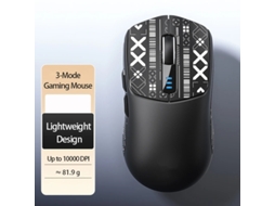 Rato YIZHOOD SC580 PAW3325 Sensor Tri-mode Recarregável Ergonômico Sem Fio para Jogos 10000 DPI preto