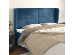 Cabeceira Camapainel De Cabeceira C/ Abas Veludo 183x23x118/128 Cm Azul Escuro Lovely Home