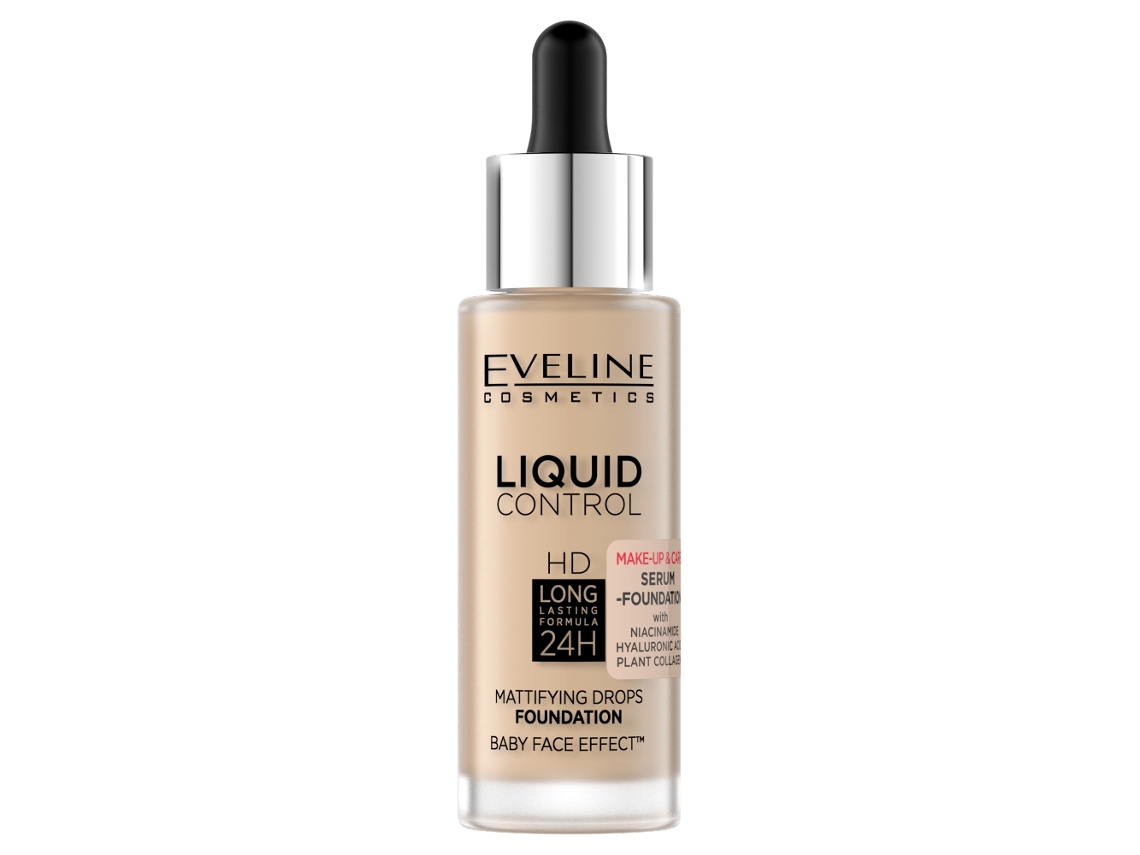 Base Líquida Eveline Hd Longa Duração 24h com Conta-gotas de Precisão 015 Baunilha Clara, 32ml Eveline Cosmetics
