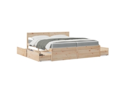 Vidaxl Cama Com Gavetas E Colchão 200x200 Cm Madeira De Pinho Maciça