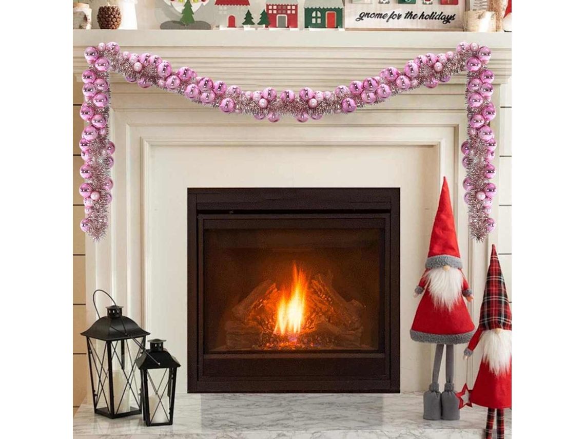 Vidaxl Guirlanda De Bolas De Natal Led Rosa 186 Cm Poliestireno