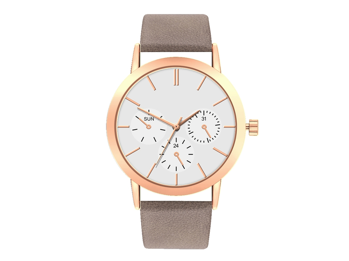 Relógio de Pulso de Quartzo Casal Feminino Masculino com Pulseira Pu Cinza