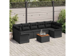 Vidaxl Conjunto De Sofá De Jardim 8 Unid. 7-número De Lugares Preto