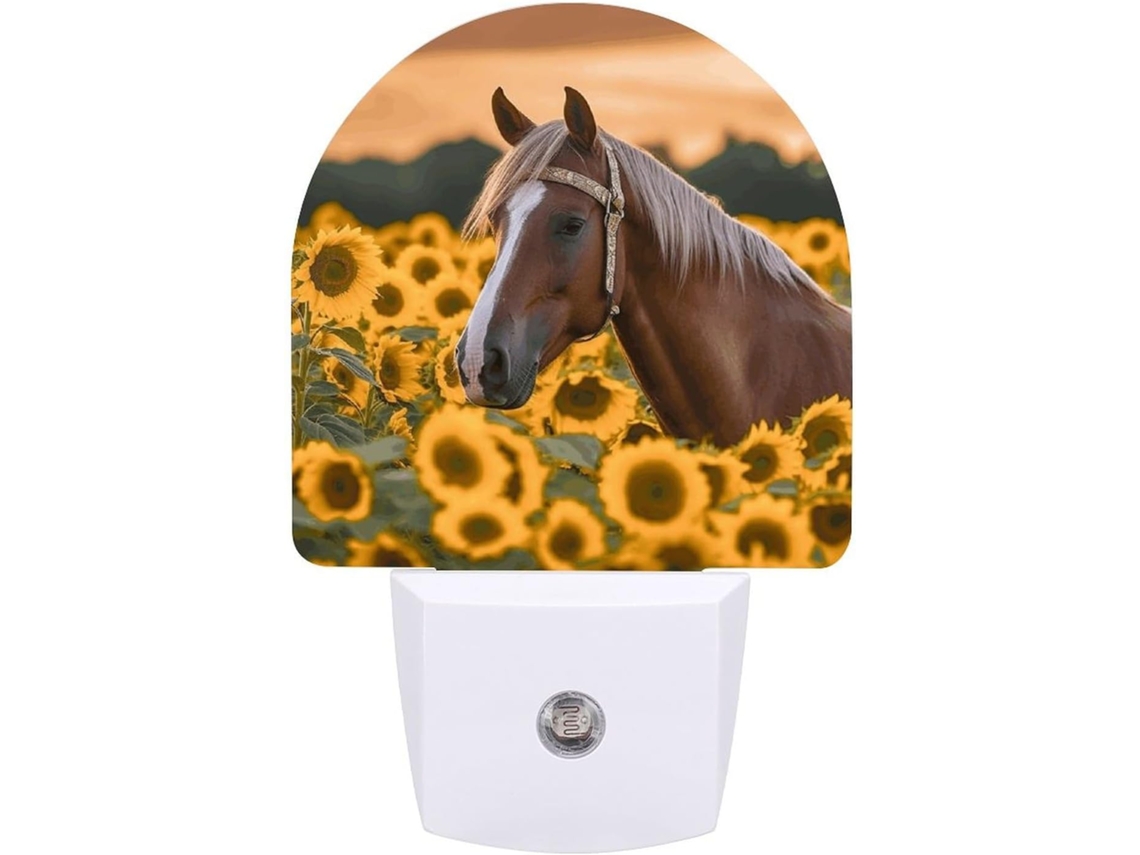 Luminária de parede LED para quarto, banheiro e corredor, com sensor de movimento e estampa de girassol amarelo.