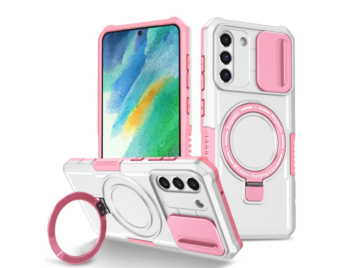 Capa Zruxe Compativel Com Samsung Galaxy S21 Fe 5g (camshield - Magsafe - Tpu - Híbrido - Pc - Rosa E Branco)