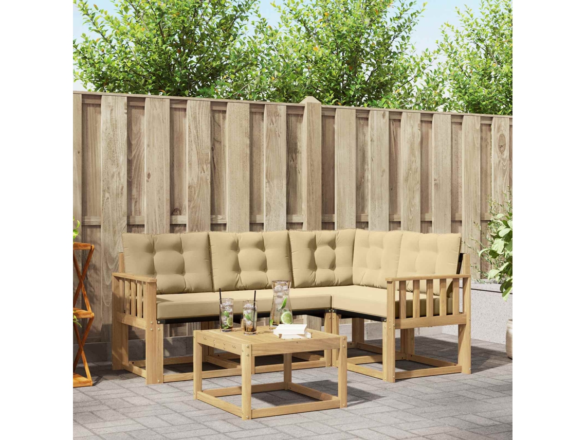 Vidaxl Conjunto De Sofás Para Exterior 5 Pcs Branco E Bege