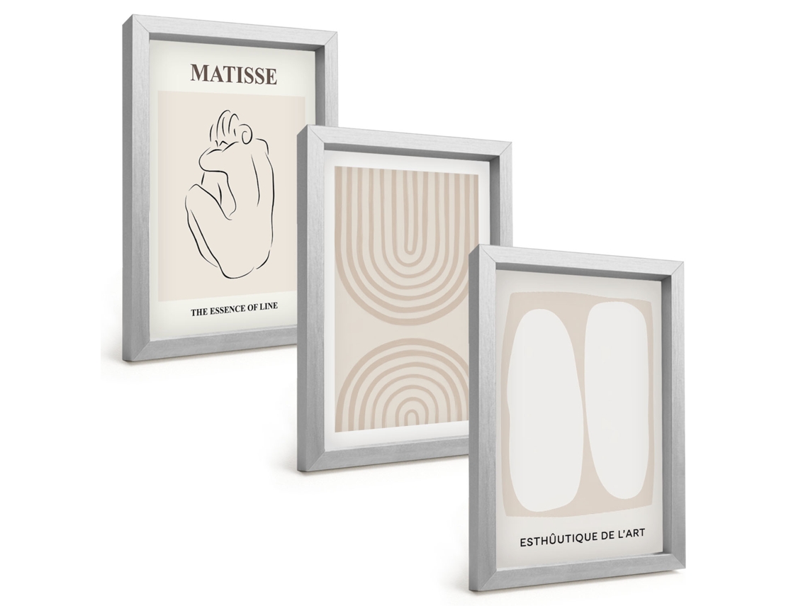 Composição De Quadroslinhas Minimalistas Elegantes Moldura Prateada Imagens Para Um Quarto Infantil Espelharte (3 Peças 20x30 Cm)