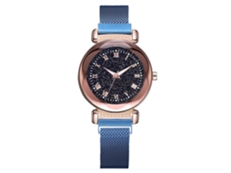 Relógio de Pulso Feminino de Quartzo Estilo Casual com Mostrador Redondo Azul