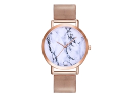 Relógio casual unissex, analógico, pulseira de malha, ouro rosa, quartzo