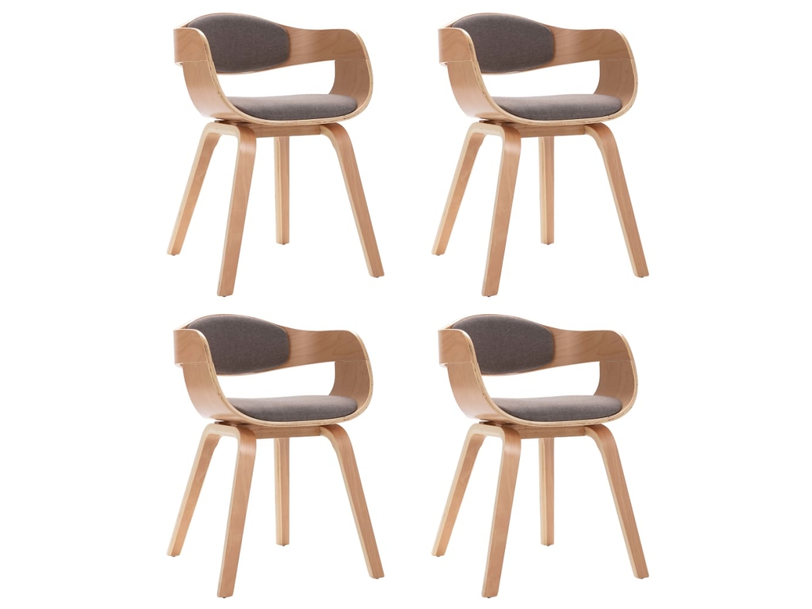 Maison Exclusive - Cadeiras Jantar 4 Pcs Madeira Curvada/tecido Cinza-acastanhado