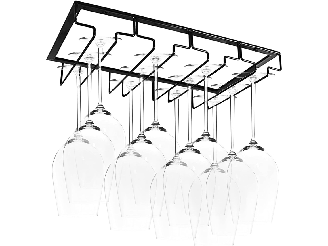 Suporte para Copo Suspenso de Vinho com 4 Trilhos 8-12 Copos 40 X 22 5 Cm Bares Adegas Cozinhas UISAVE