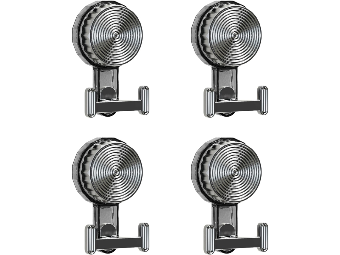 Conjunto De 4 Ganchos Com Ventosa Fáceis De Instalar, Sem Necessidade De Ferramentas. Acessório Portátil Para Uma Solução Prática.