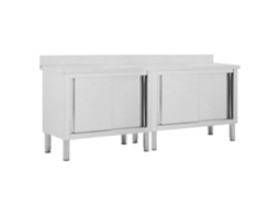Vidaxl Mesas Trabalho C/ Portas Correr 2pcs 200x50x(95-97)cm Aço Inox.